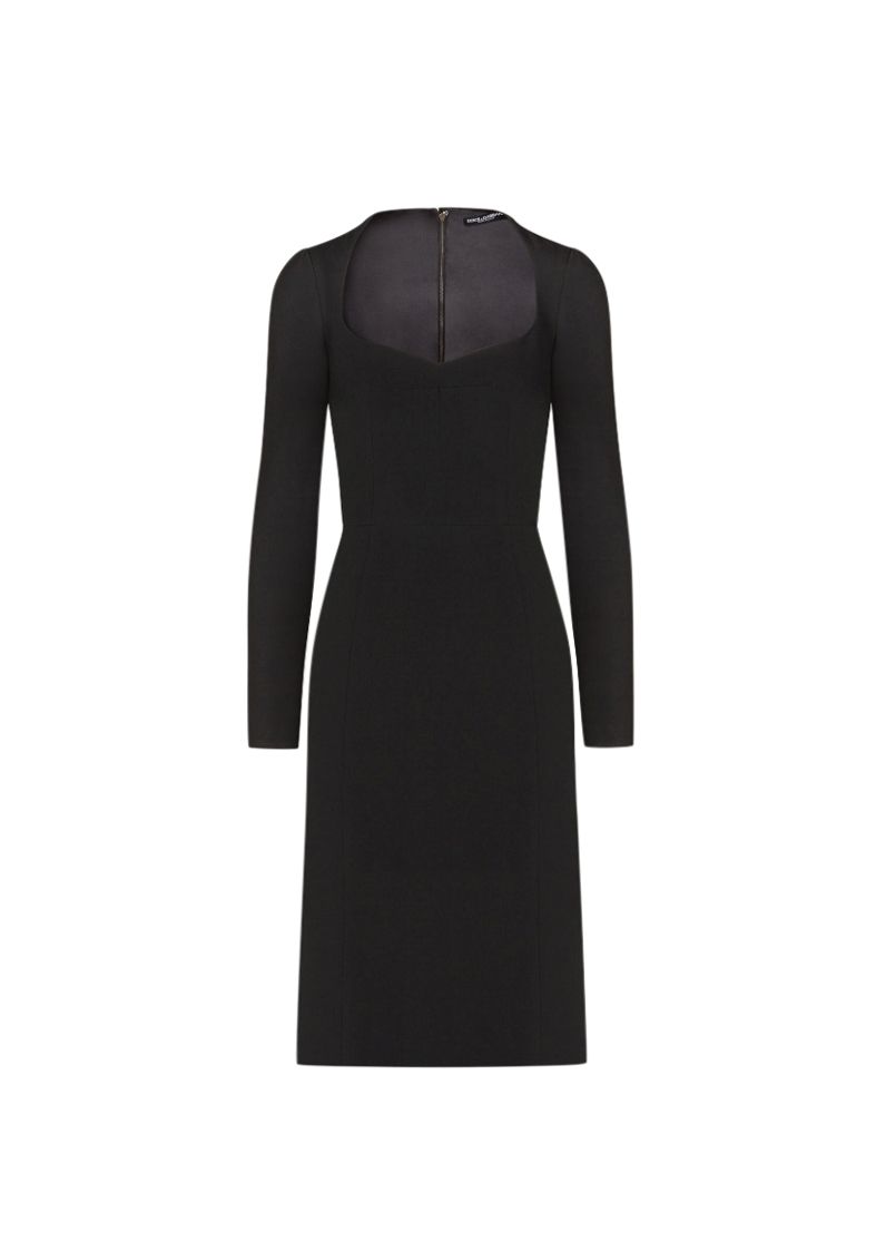 Dolce  Gabbana Long-sleeved Cady Midi Dress Size XS Black rayon/acetate/elastane