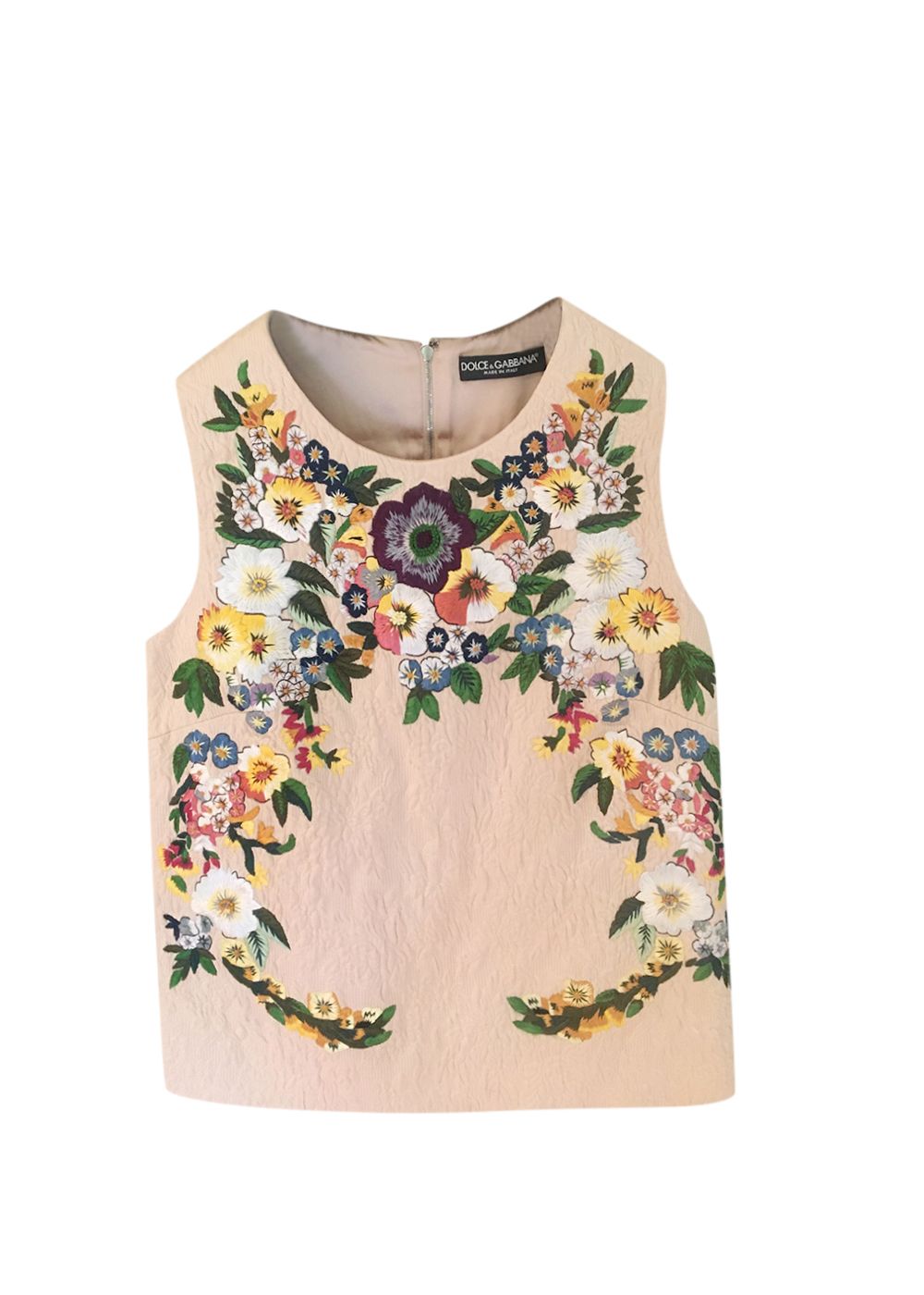 Preowned Dolce  Gabbana Floral Embroidered Top Size S pale pnk cotton