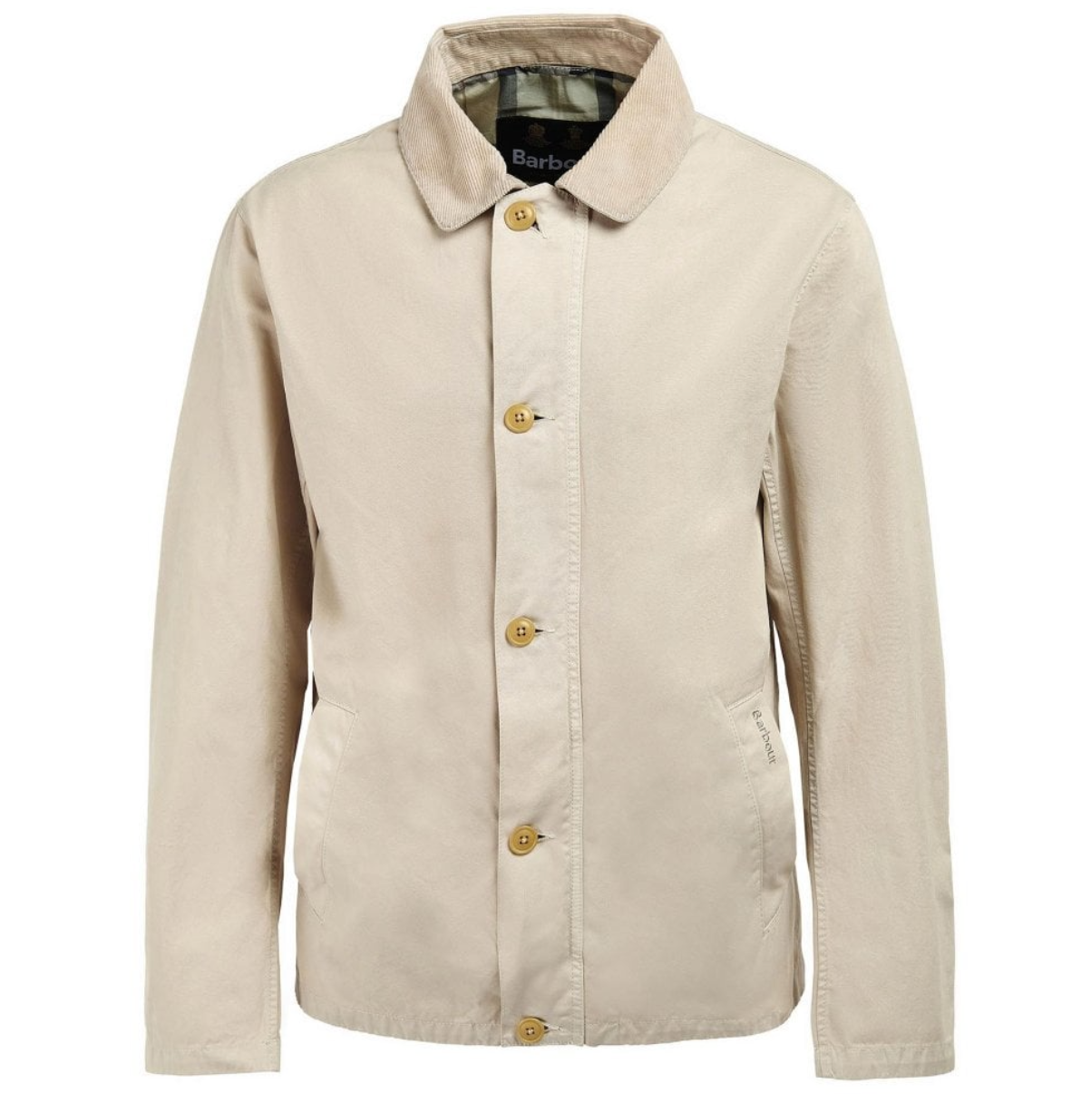 Men's Preowned Barbour Crimdon Casual Mist Jacket Size L Cream cotton