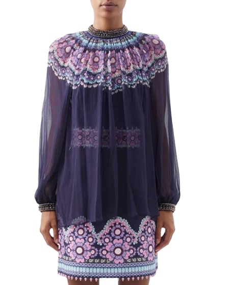 Zimmermann Celestial Gemini Daisy Chiffon Blouse Size S Purple silk