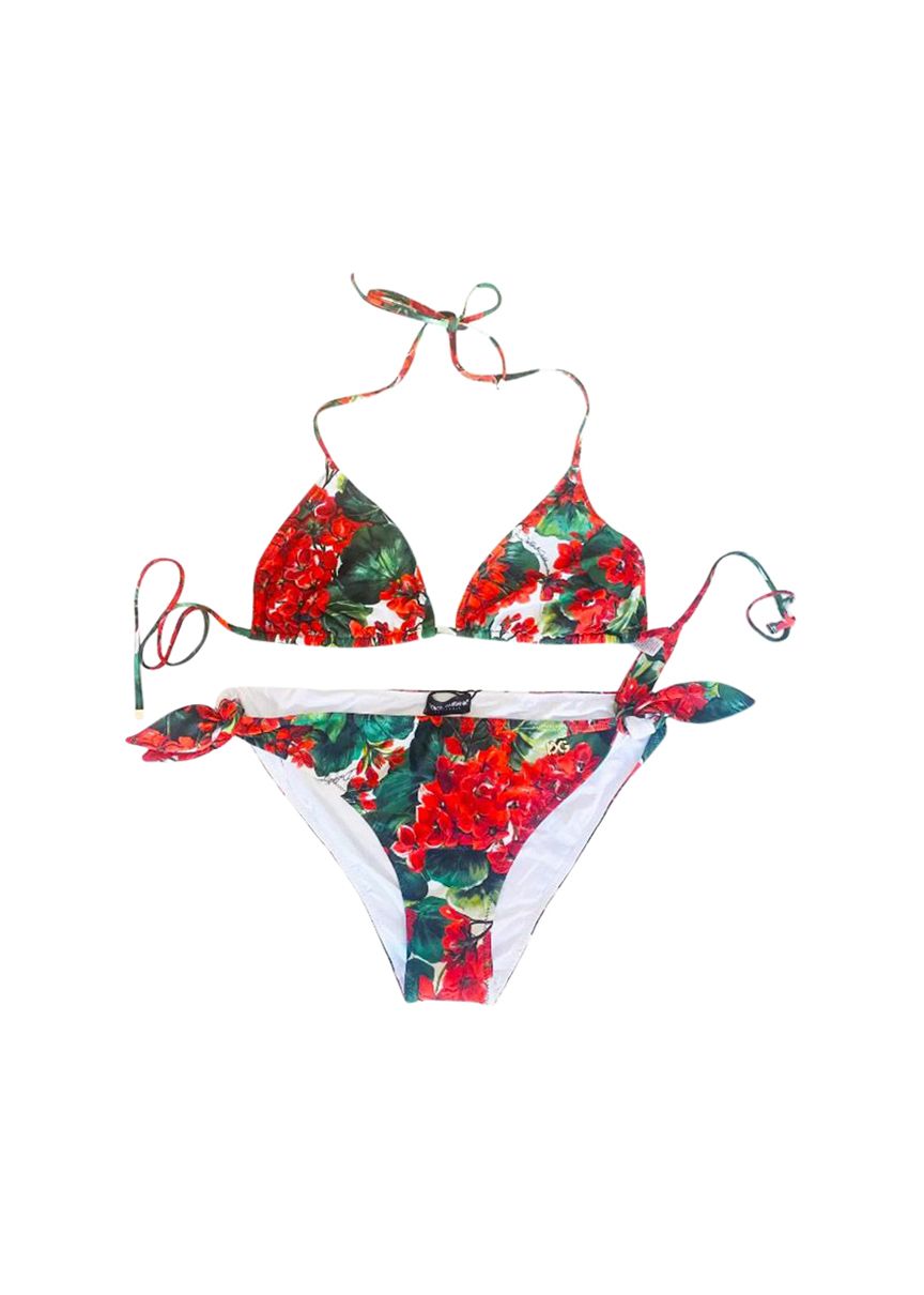 Red Geranium Printed Triangle Bikini Size XL polyamide/elasthan