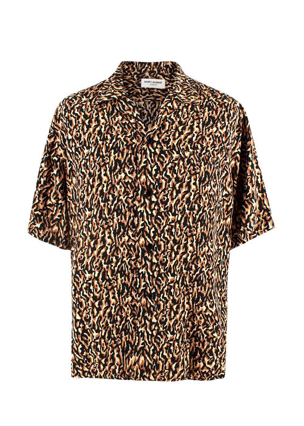 Saint Laurent Brown Printed Short Sleeve Shirt Size 155