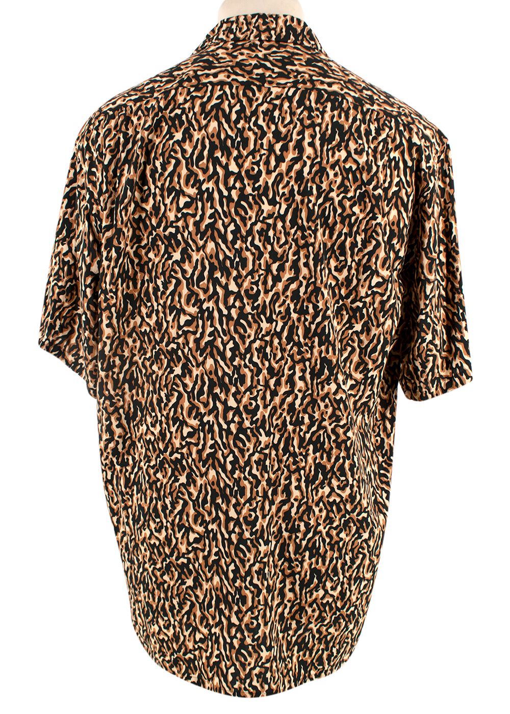 Saint Laurent Brown Printed Short Sleeve Shirt Size 155