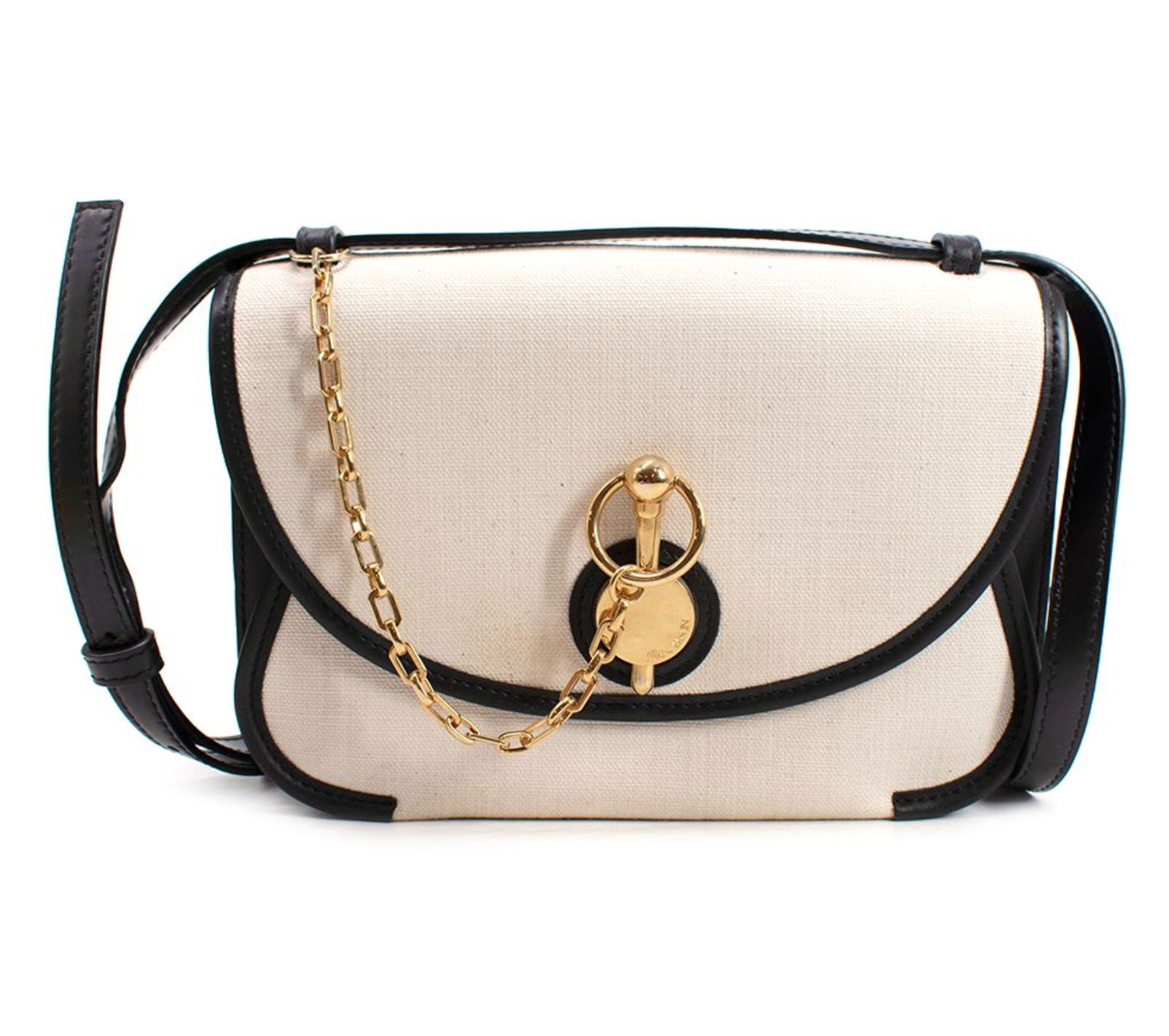 Preowned JW Anderson Black  Cream Calico Keyts Bag Creme  black leather