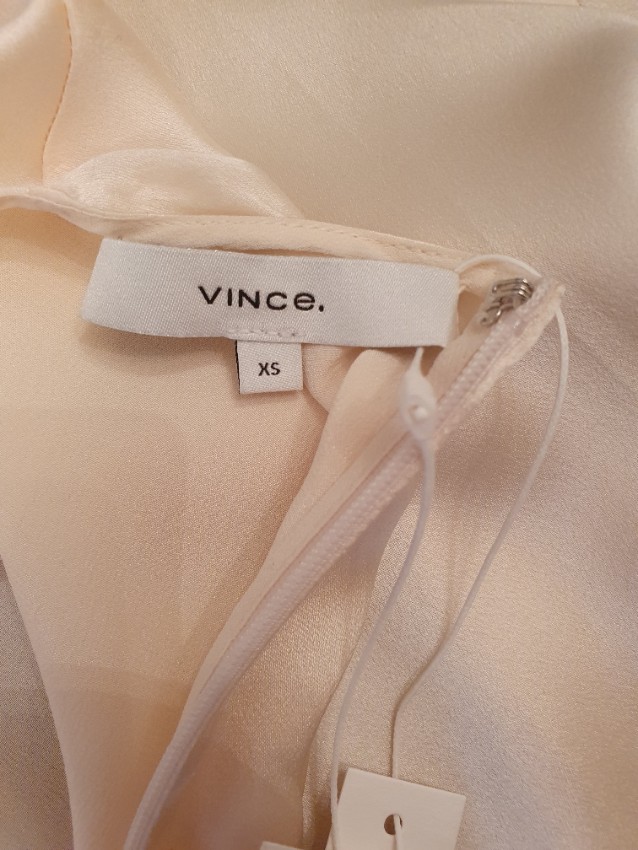 Vince Satin Knotted Ivory Top Size XS Beige/Nude silk