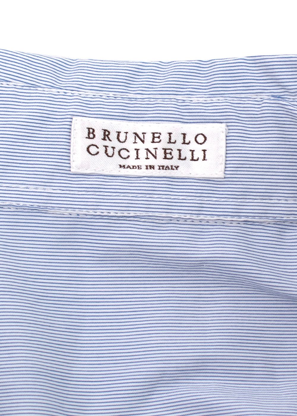 Brunello Cucinelli Blue Pin-Striped Cotton Shirt Size S