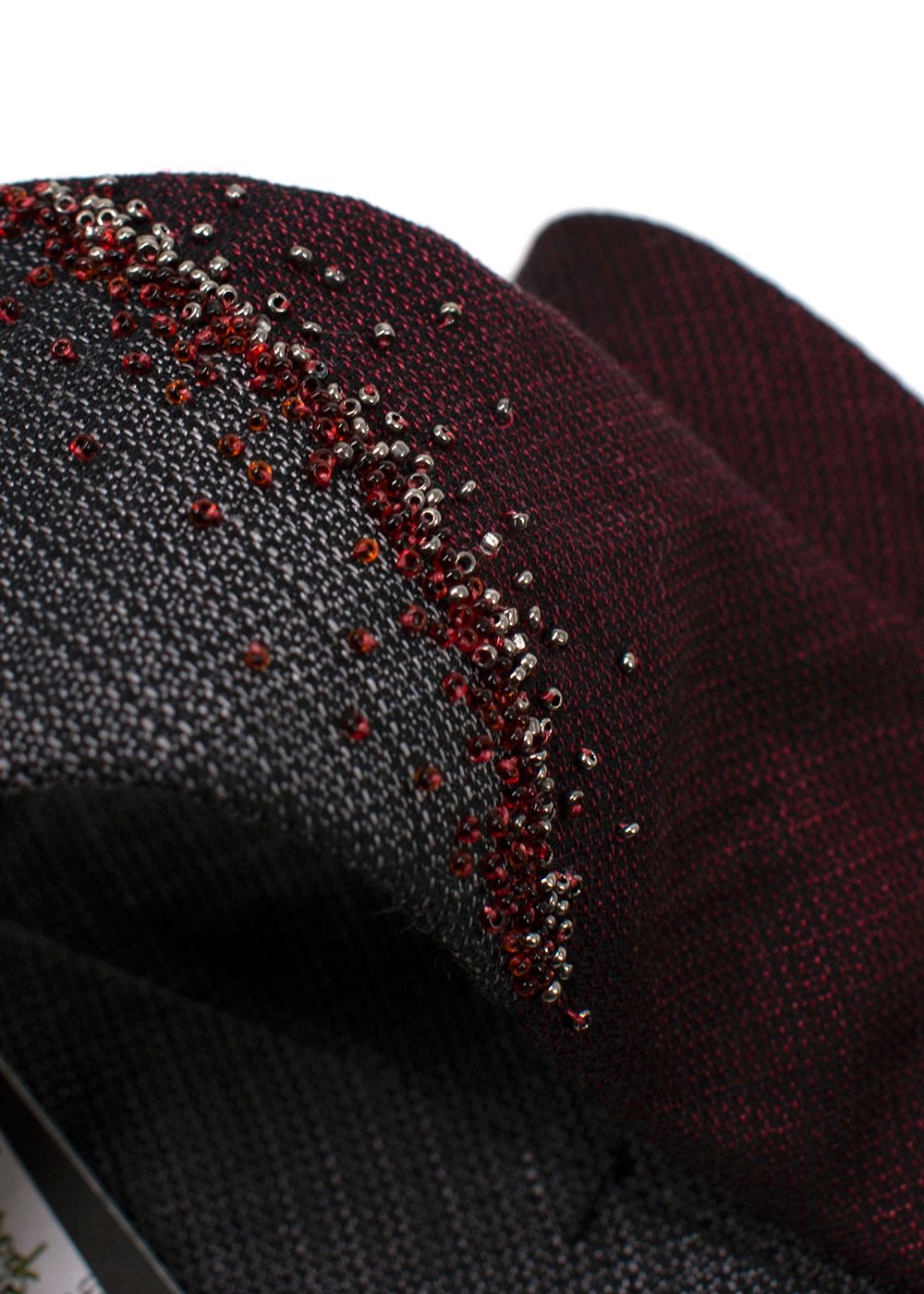 Men's Title of Work Grey and Burgundy Gradient Beaded Detail Tie burgundy grey silk