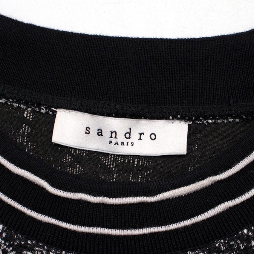 Preowned Sandro Black  White Top Size M cotton