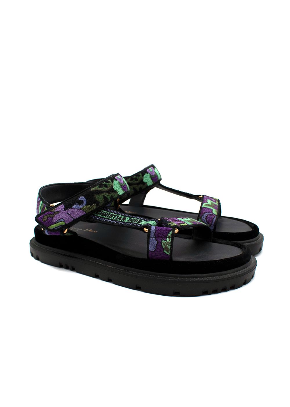 Preowned Dior D-Wave Sandals Size 39 Black Purple leather/rubber