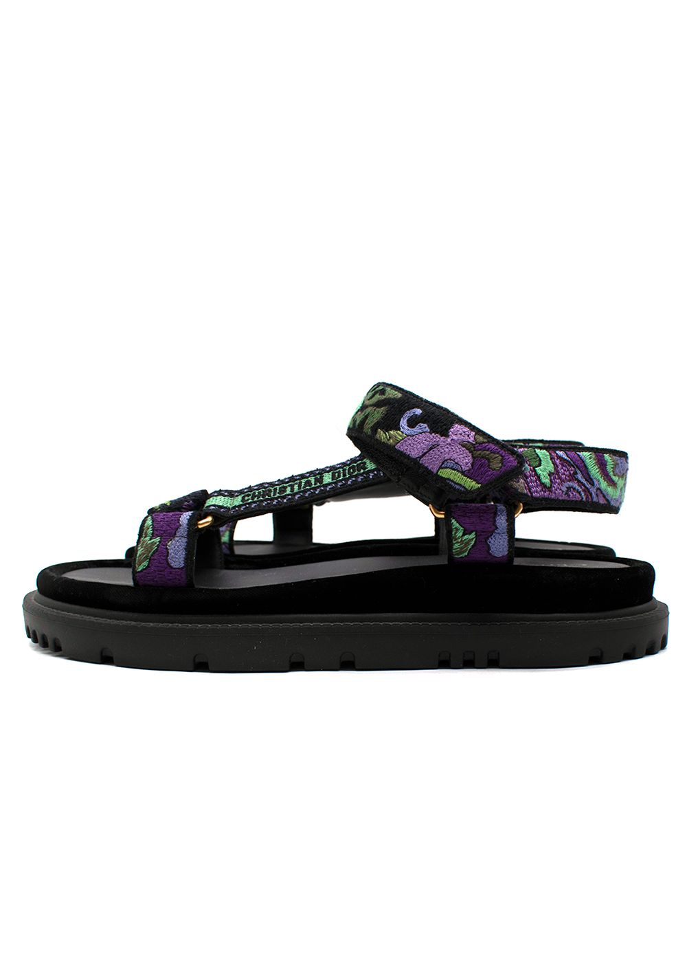 Preowned Dior D-Wave Sandals Size 39 Black Purple leather/rubber