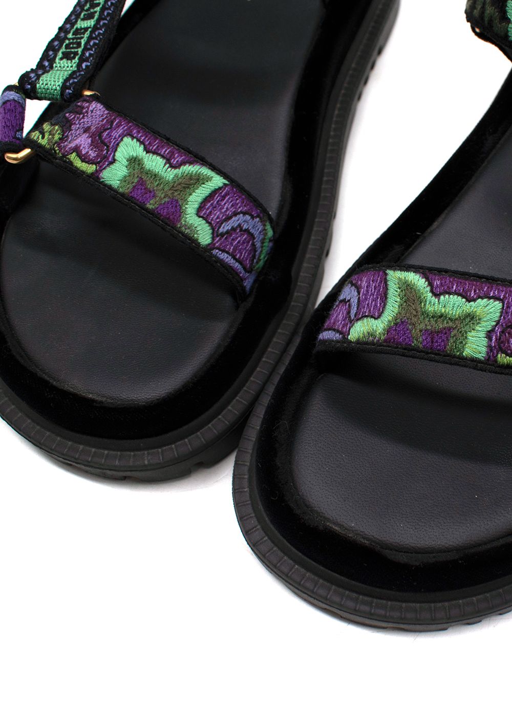 Preowned Dior D-Wave Sandals Size 39 Black Purple leather/rubber