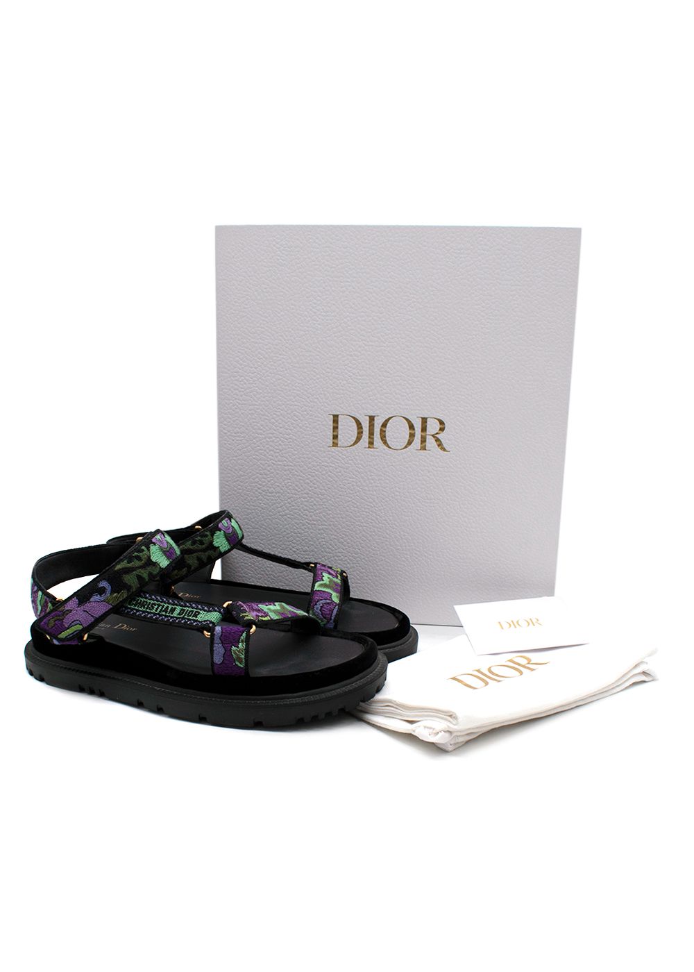 Preowned Dior D-Wave Sandals Size 39 Black Purple leather/rubber