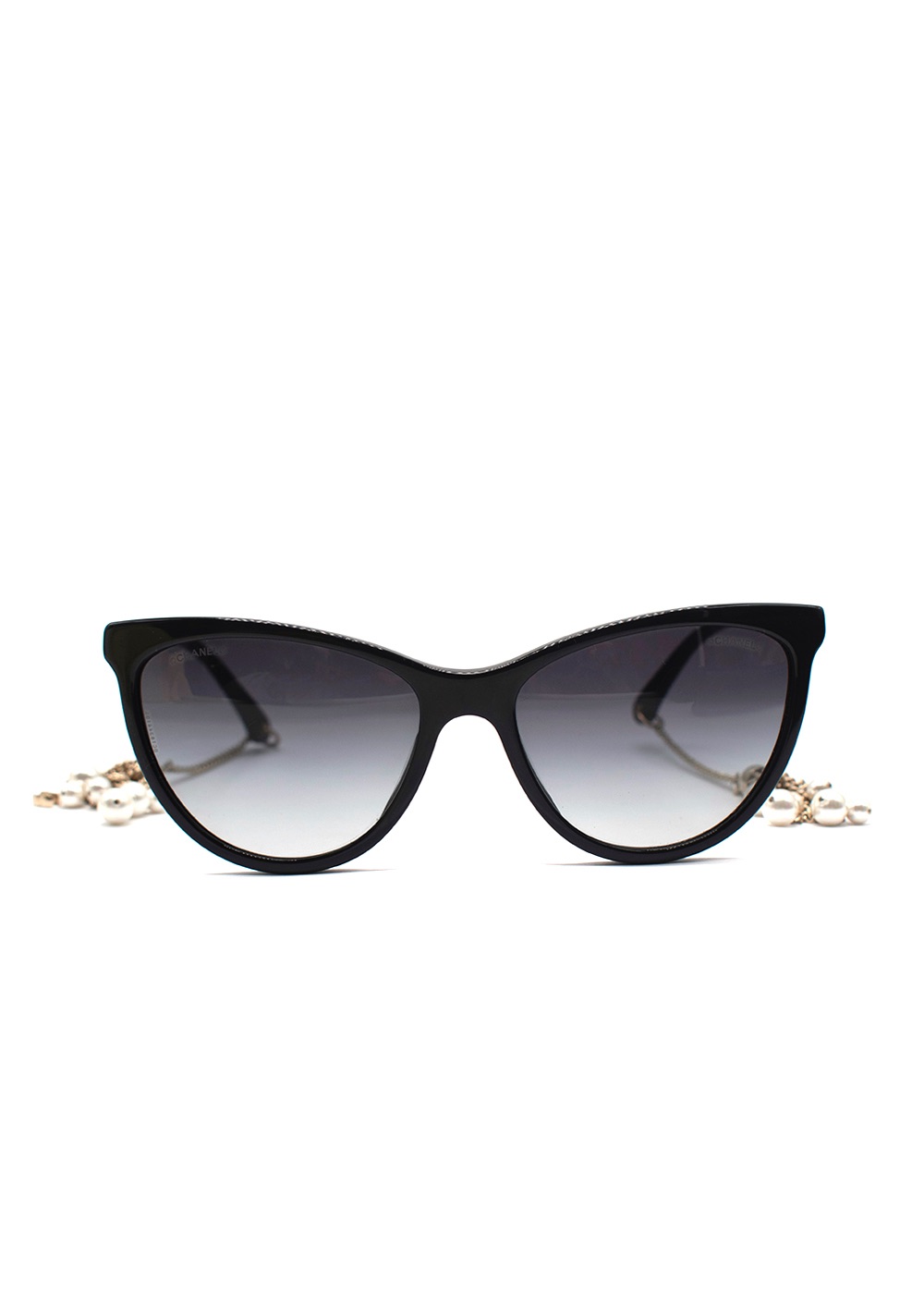 Chanel Black Cat Eye Fantasy Pearl Detail Sunglasses acetate