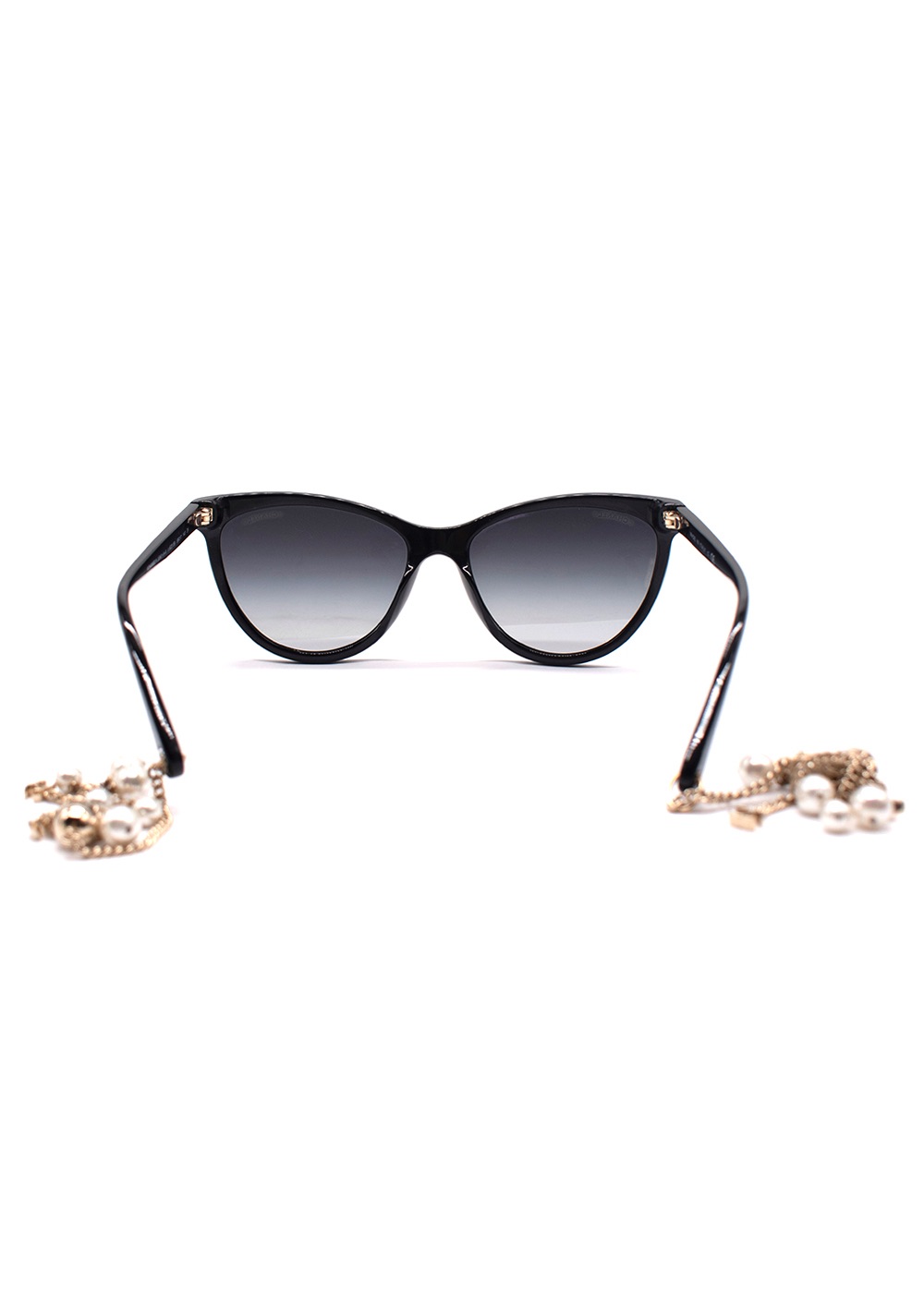 Chanel Black Cat Eye Fantasy Pearl Detail Sunglasses acetate