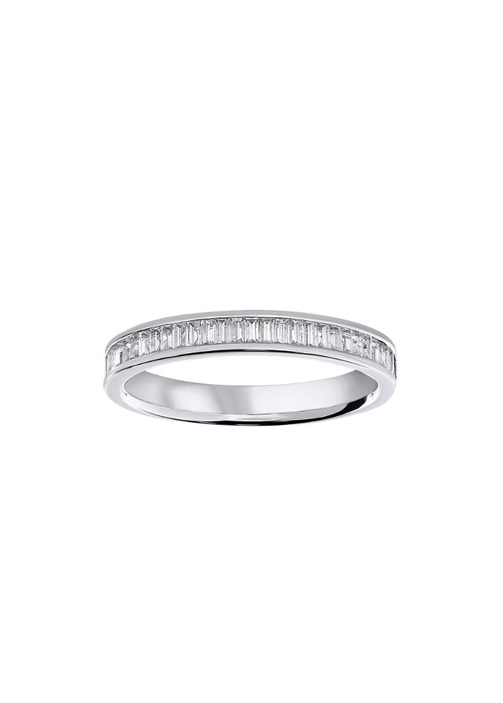 Preowned Aurum Jewellers 18ct White Gold Baguette Diamond Eternity Ring - Size N