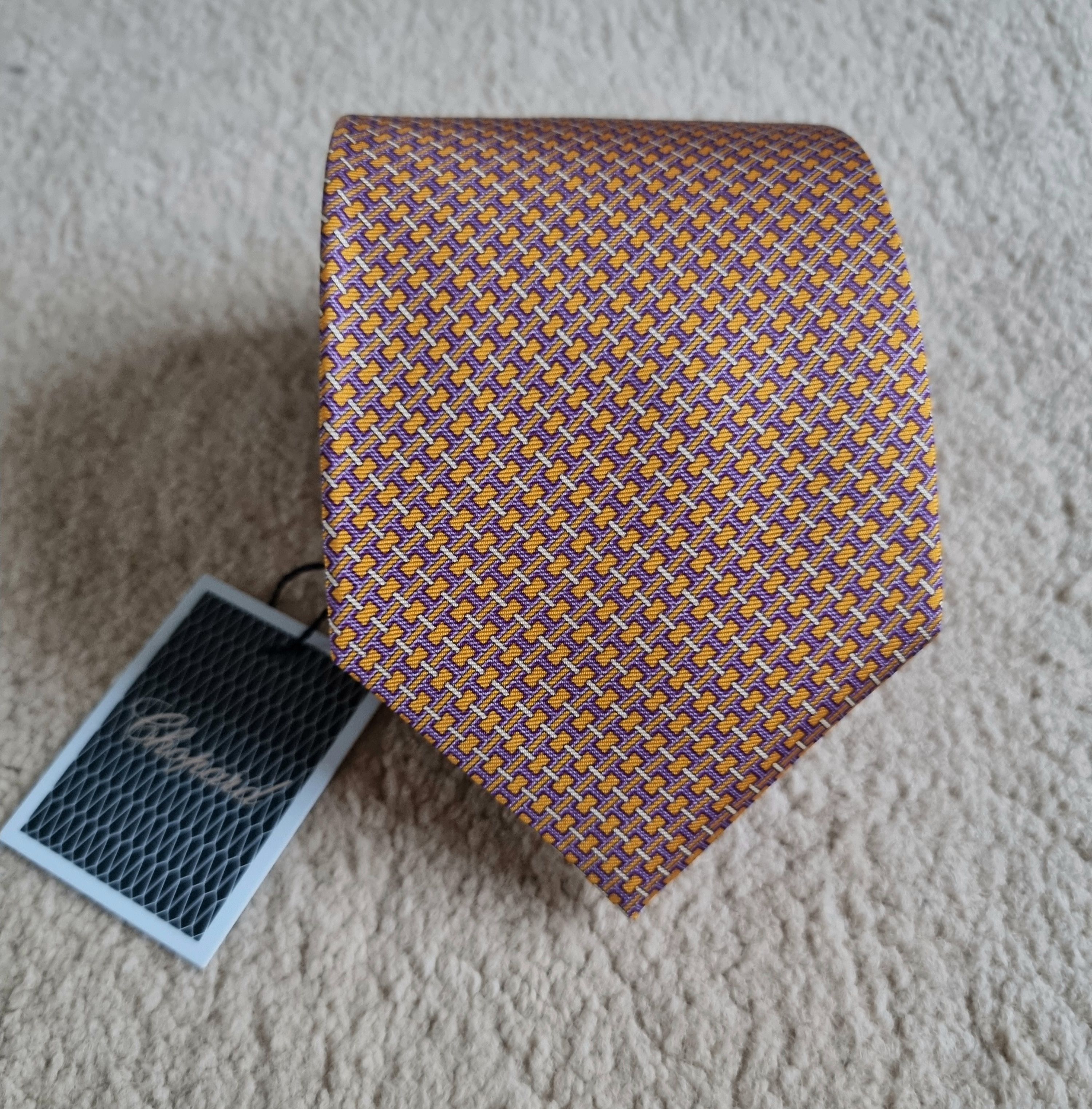 Men's Chopard Geometric Print Silk Tie orange/purple