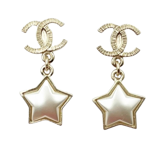 Preowned Chanel CC Star Drop Earrings Silver metal