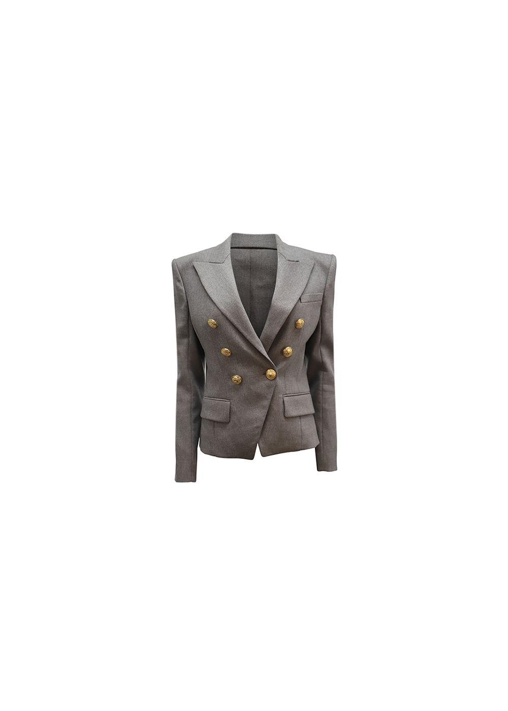 Preowned Balmain Grey wool 6 button jacket Size M wool/hair