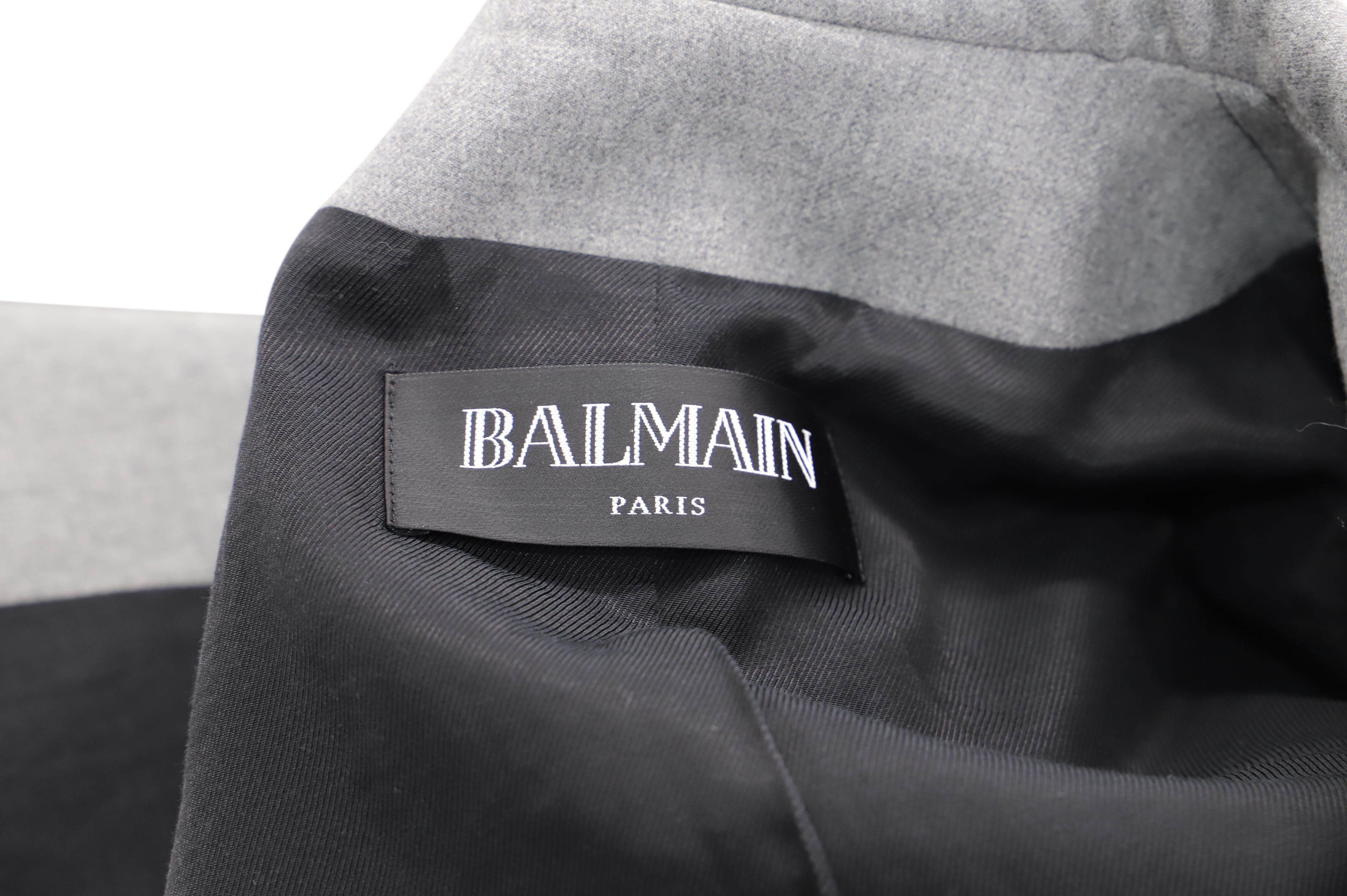 Preowned Balmain Grey wool 6 button jacket Size M wool/hair