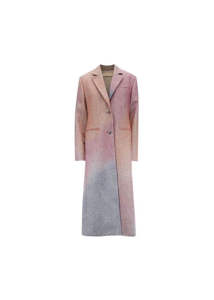 Nina Ricci Blue  Pink Ombre Wool Long Coat Size M