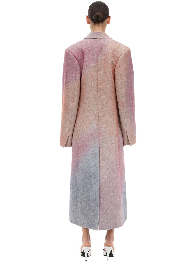 Nina Ricci Blue  Pink Ombre Wool Long Coat Size M