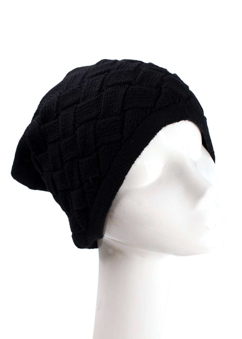 Preowned Bottega Veneta Black Wool Knit Beanie