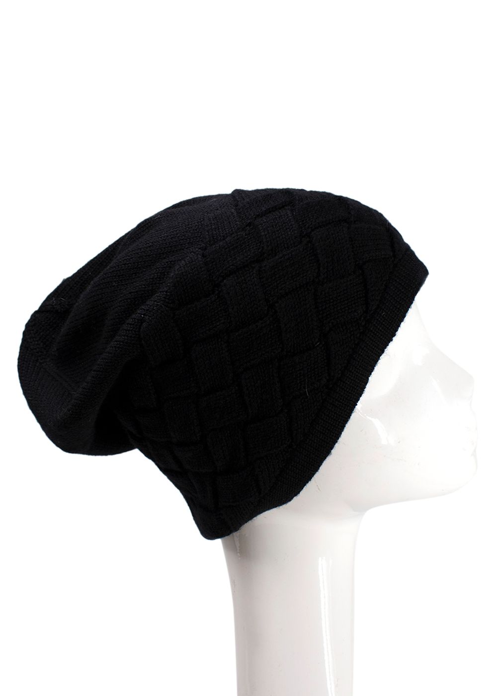 Preowned Bottega Veneta Black Wool Knit Beanie