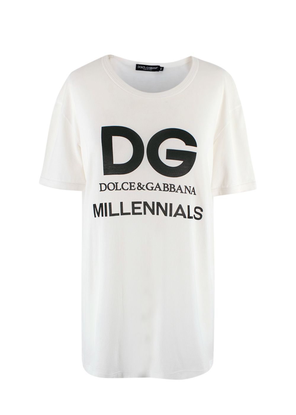 Dolce  Gabbana Ivory "Millennials" Logo T-Shirt Size S ivory black cotton