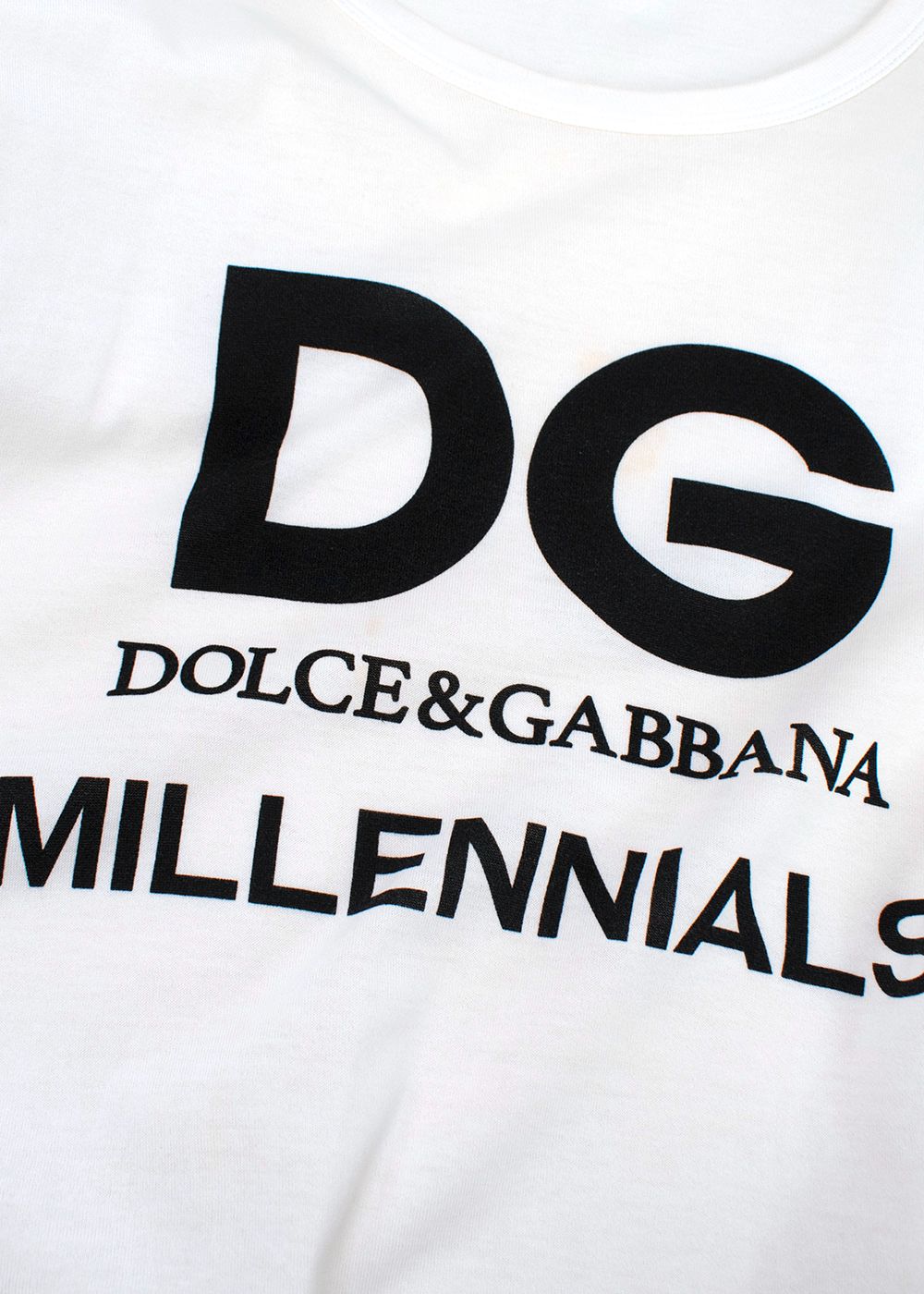 Dolce  Gabbana Ivory "Millennials" Logo T-Shirt Size S ivory black cotton