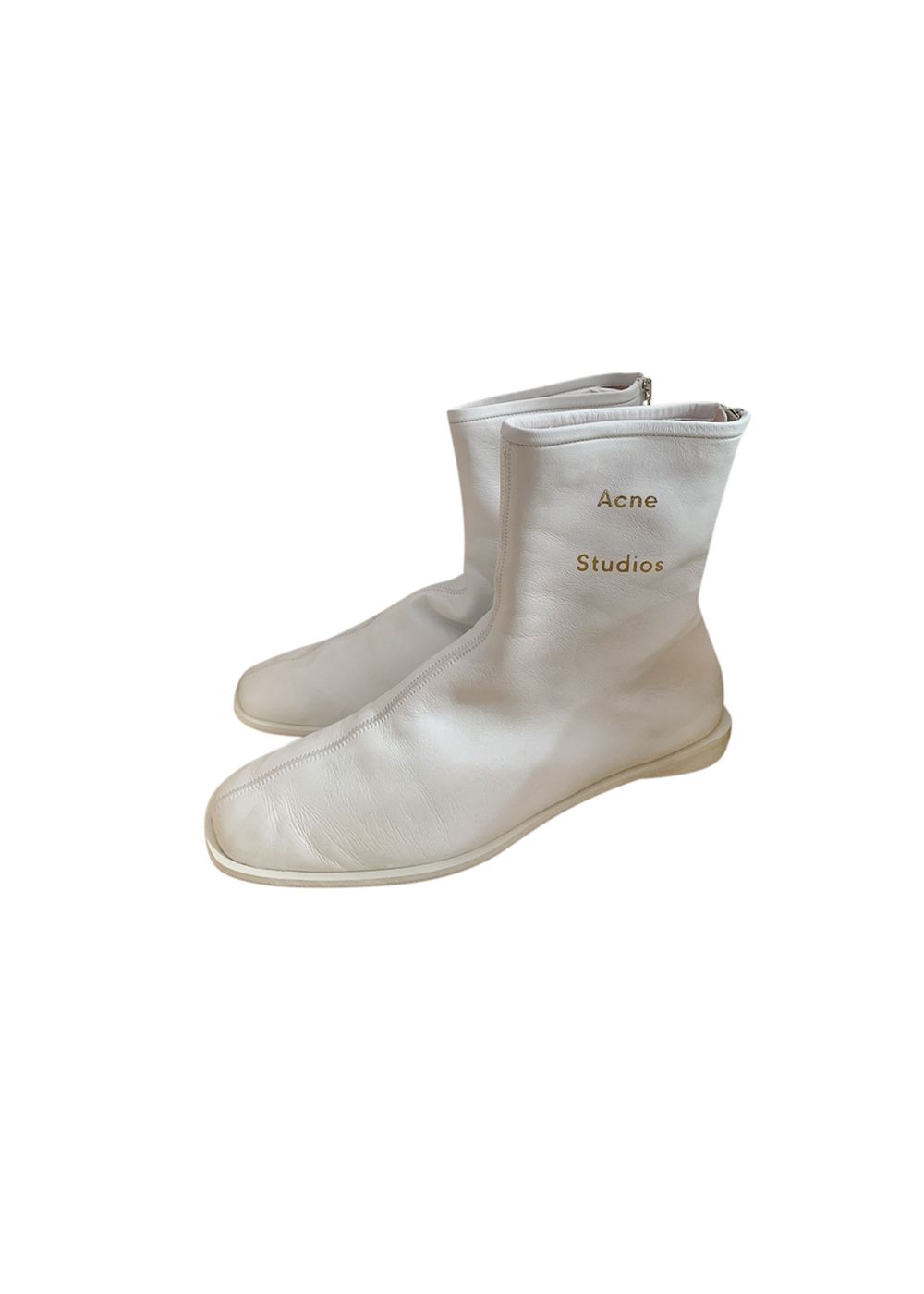 Preowned Acne White leather flat boots Size 39