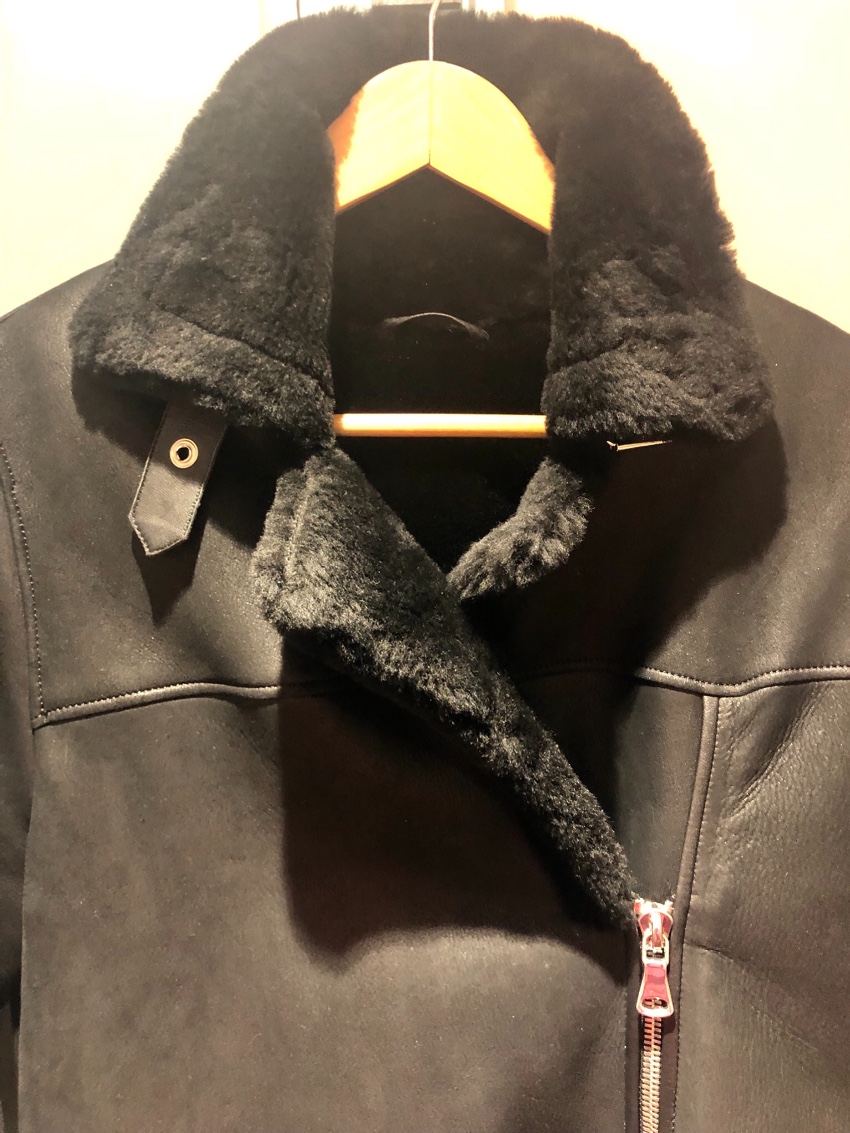 Preowned Bespoke shearling black jacket Size L