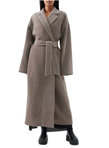 Raey Brown Wrap  Around Belted Cashmere Coat Size S