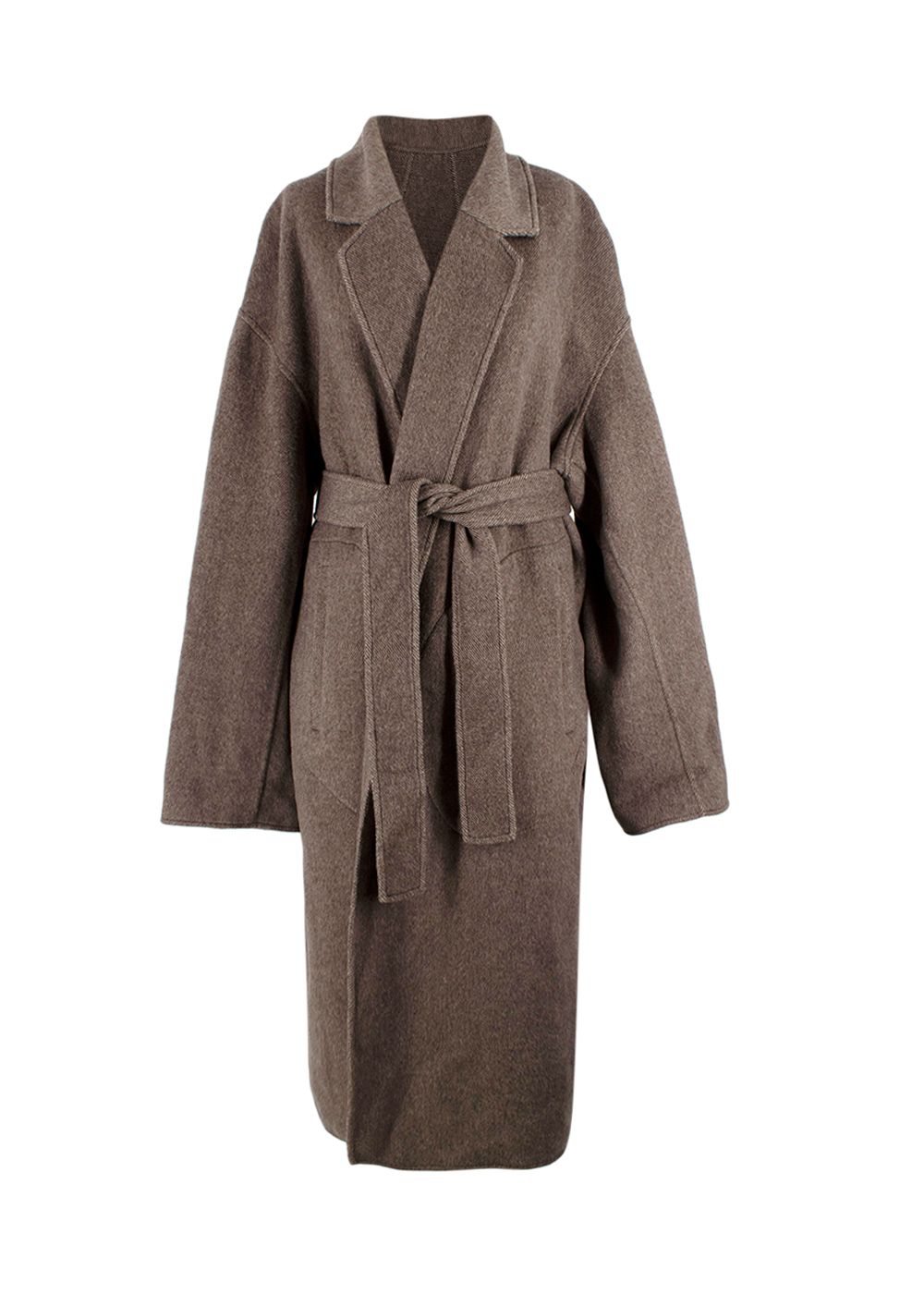 Raey Brown Wrap  Around Belted Cashmere Coat Size S