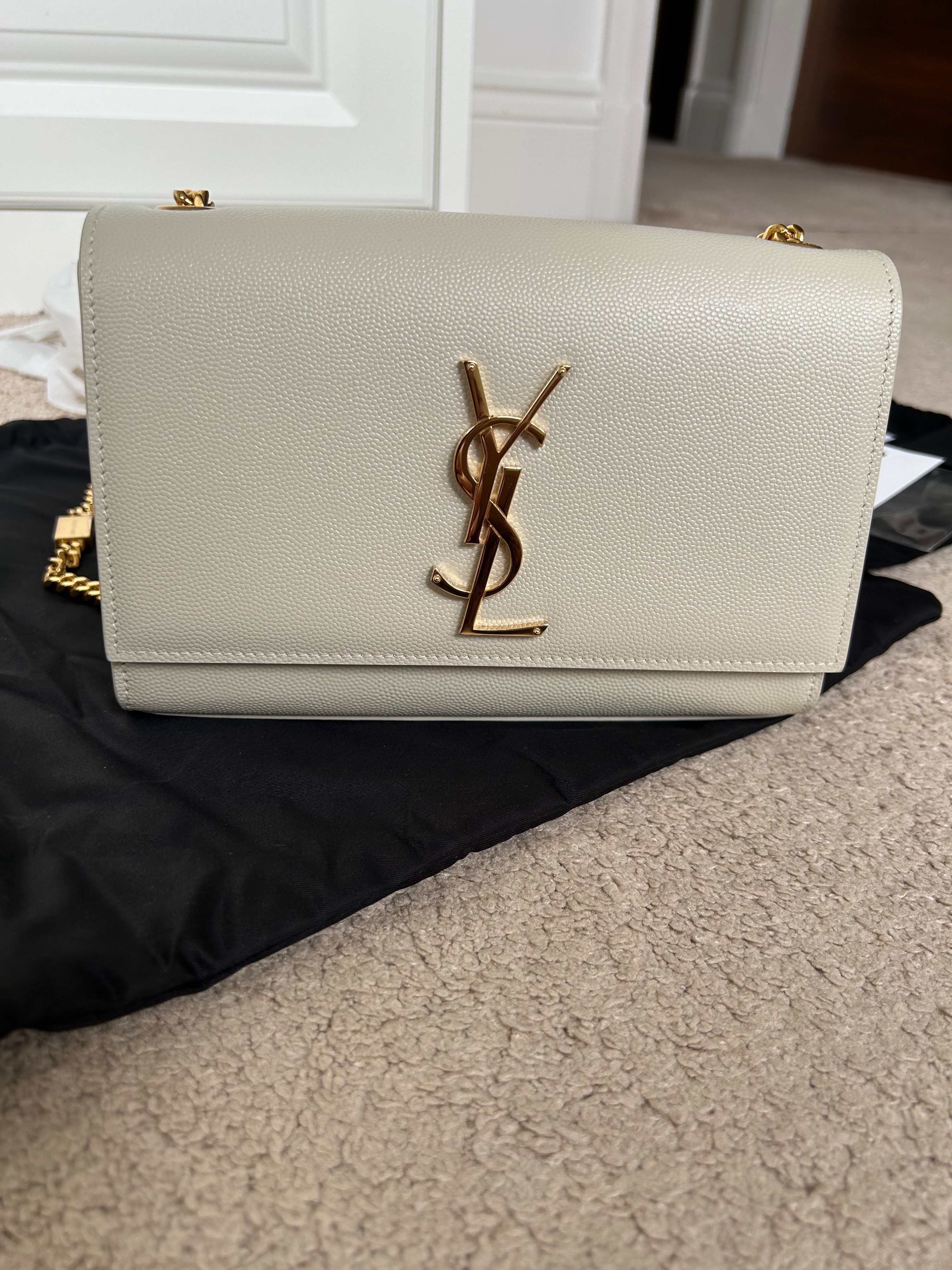 Saint Laurent Cream Kate Monogram Shoulder Bag Size 42 leather