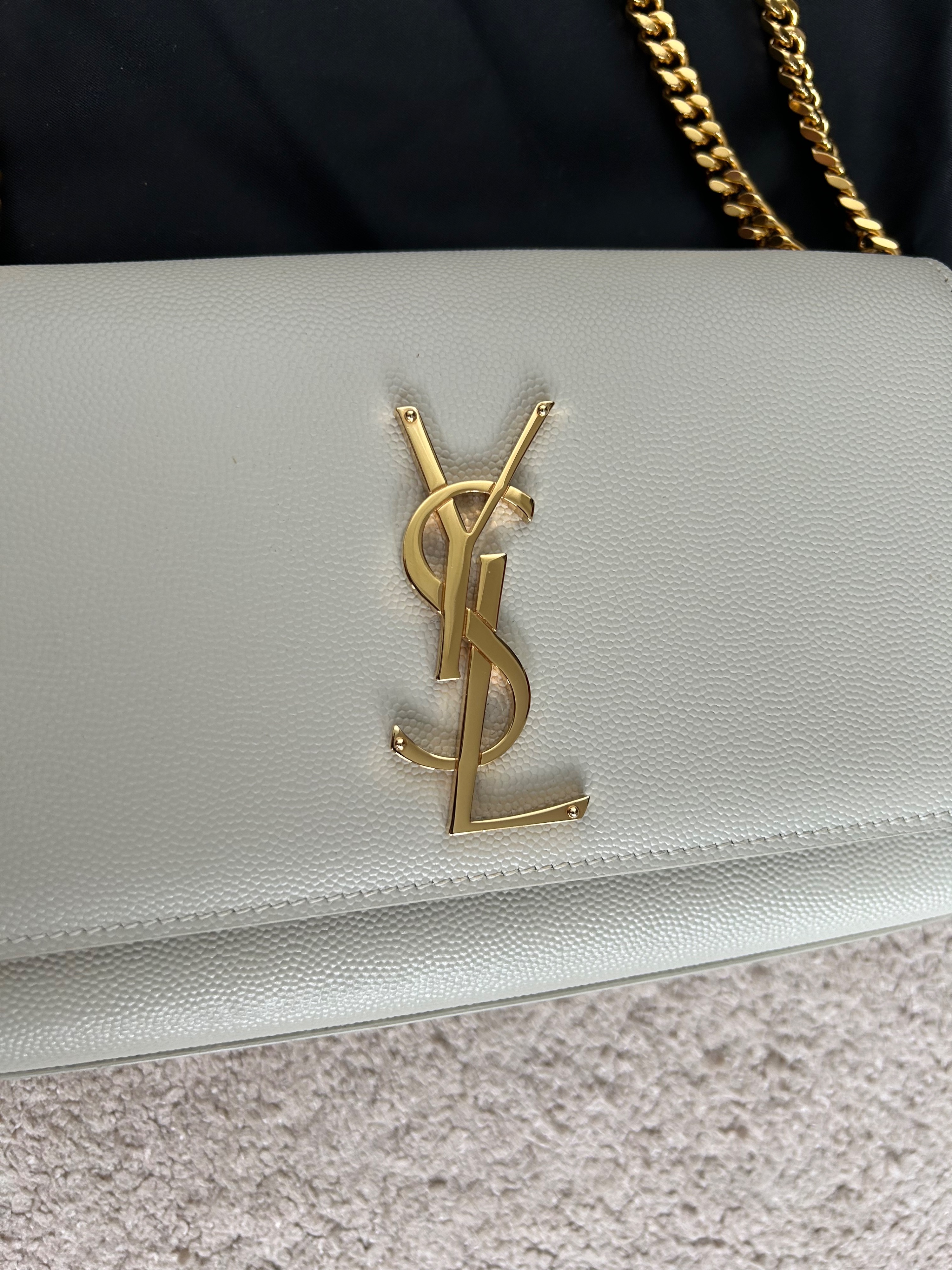 Saint Laurent Cream Kate Monogram Shoulder Bag Size 42 leather