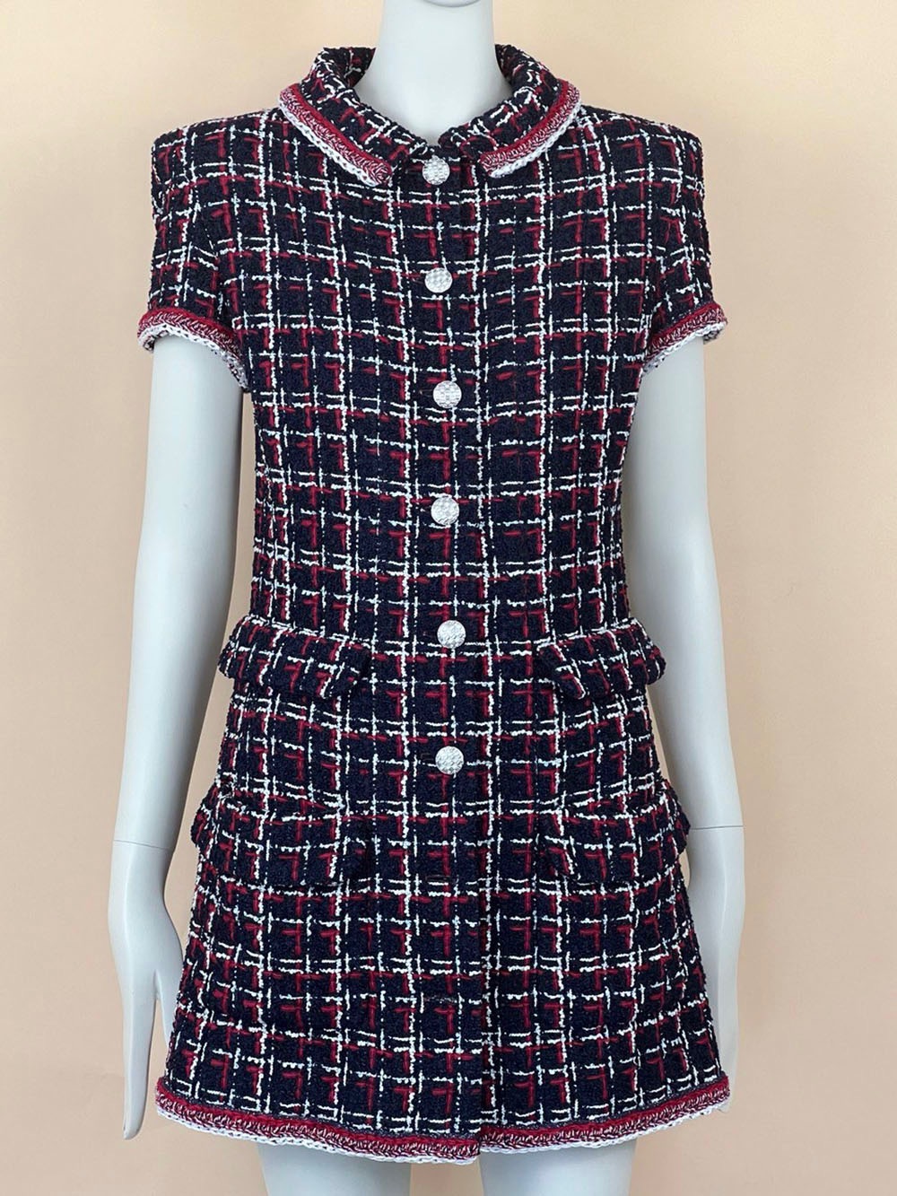 Chanel Multicoloured Tweed Multi Pocket  Dress Size XS multicolor