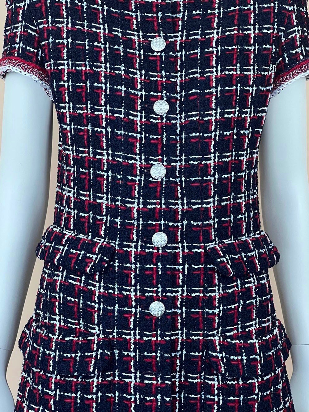 Chanel Multicoloured Tweed Multi Pocket  Dress Size XS multicolor