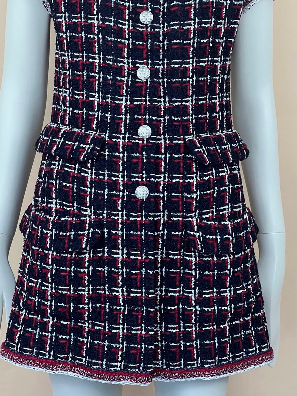 Chanel Multicoloured Tweed Multi Pocket  Dress Size XS multicolor