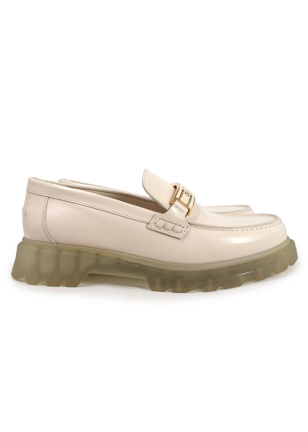 Preowned Dior Cream Brushed Leather Chunky Loafers Size 39