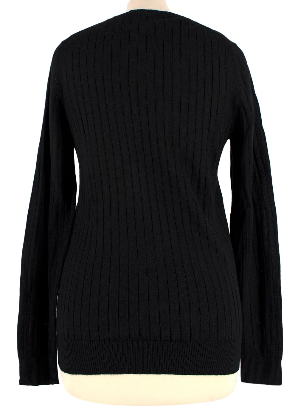 Preowned Chanel Black Ribbed Cashmere Sweater Size XL