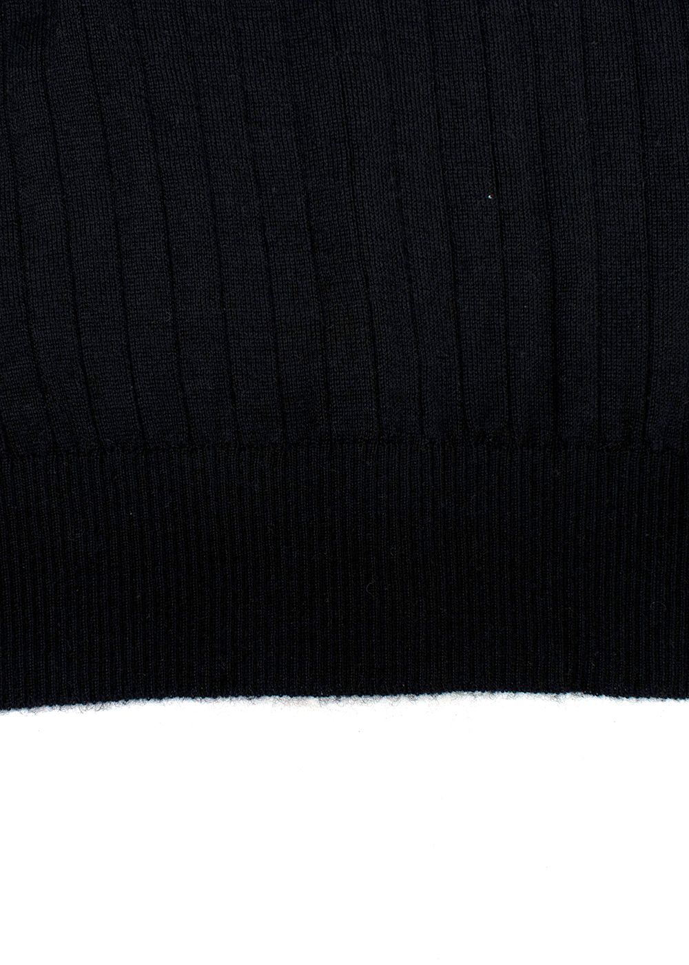 Preowned Chanel Black Ribbed Cashmere Sweater Size XL