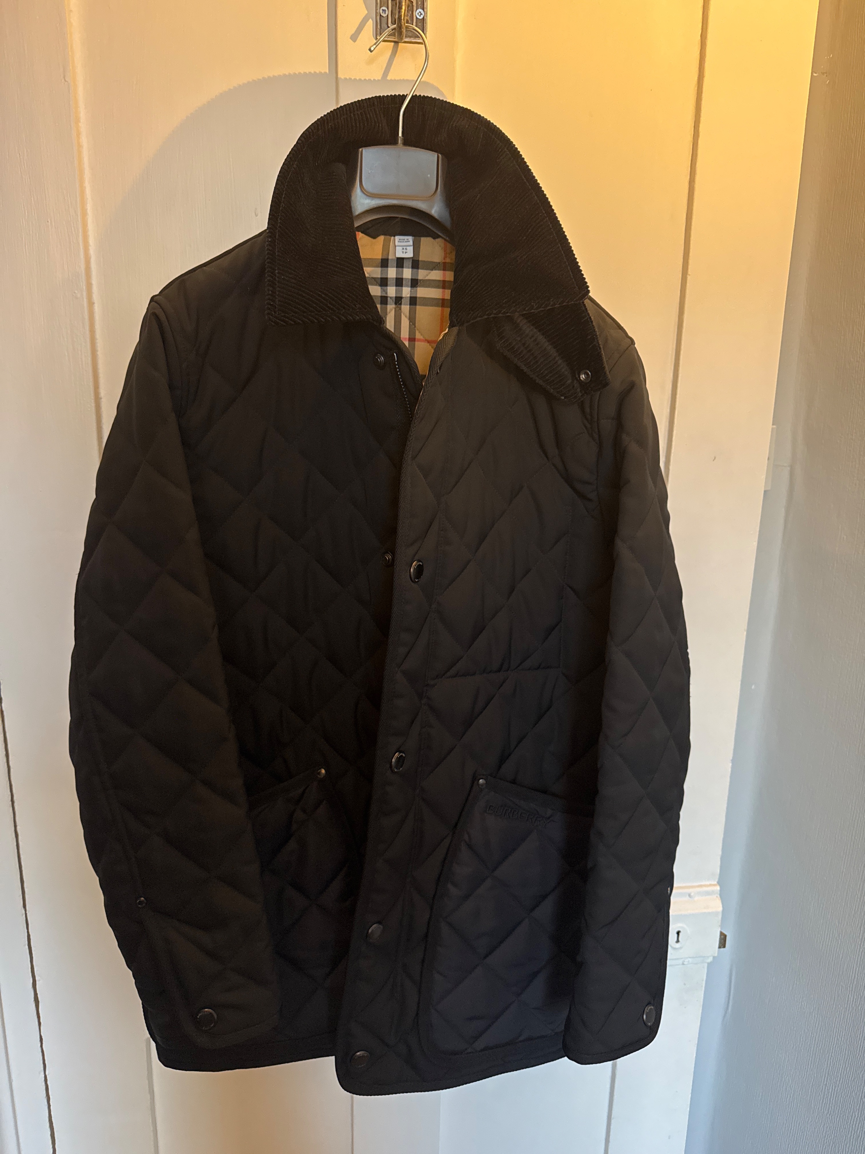 Preowned Burberry Black Thermoregulated Size XS Black outside/burberry print inside polyester