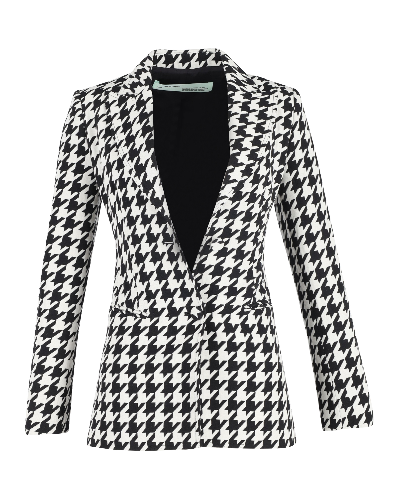 Preowned Off White Houndstooth Wool Blazer Size XXS black wool/hair