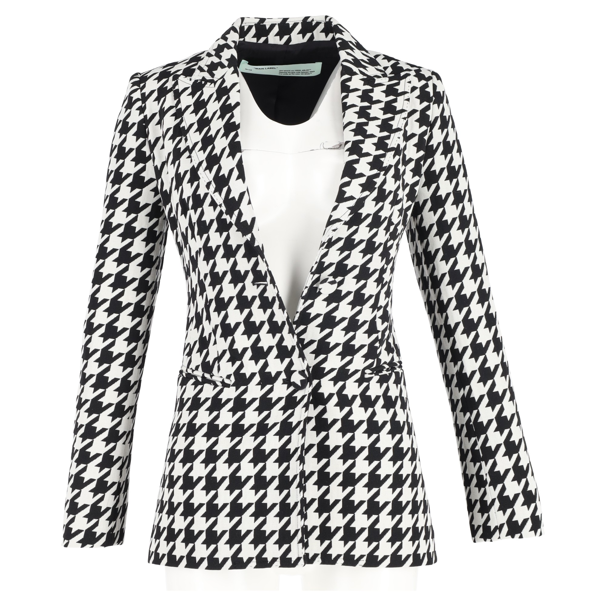 Preowned Off White Houndstooth Wool Blazer Size XXS black wool/hair