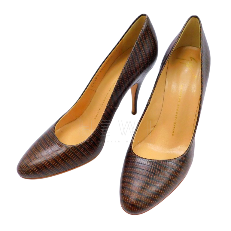 Preowned Giuseppe Zanotti Brown Snakeskin Pumps Size 385 Tan/Brown