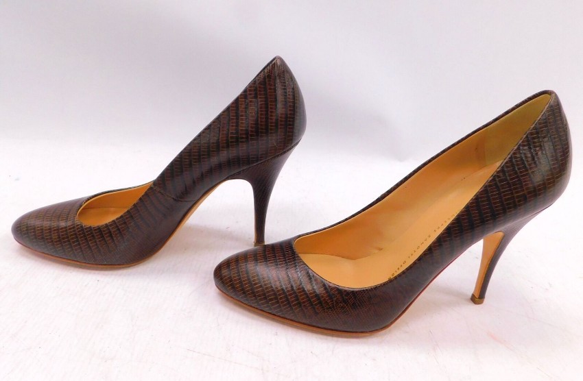 Preowned Giuseppe Zanotti Brown Snakeskin Pumps Size 385 Tan/Brown