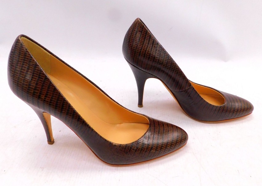 Preowned Giuseppe Zanotti Brown Snakeskin Pumps Size 385 Tan/Brown