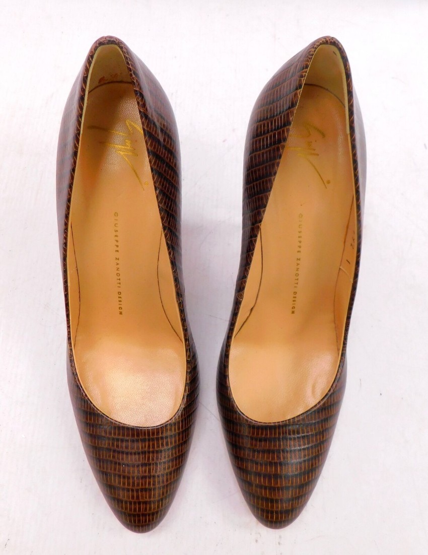 Preowned Giuseppe Zanotti Brown Snakeskin Pumps Size 385 Tan/Brown