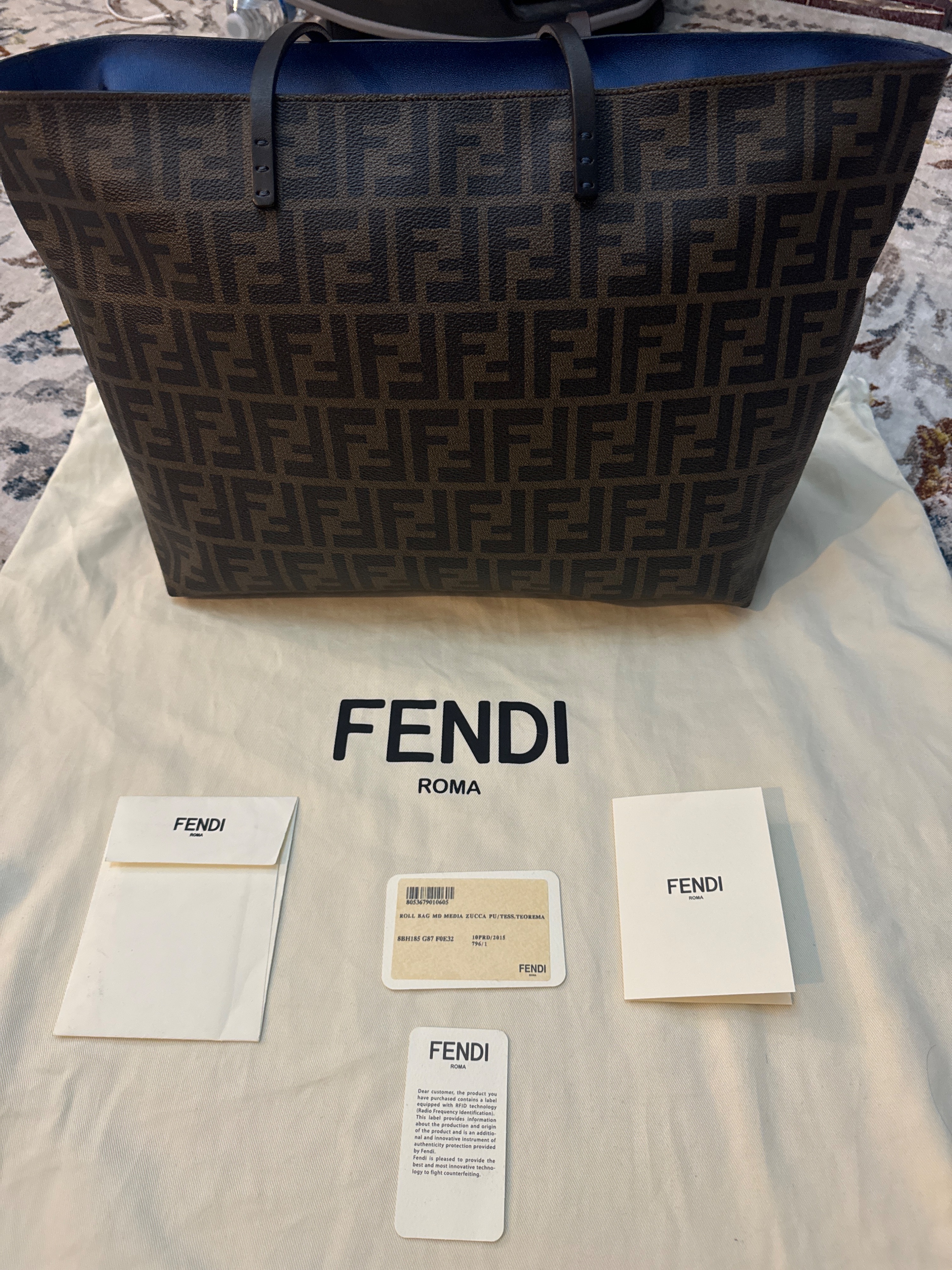 Preowned Fendi Brown Monogram Tote Bag canvas leather