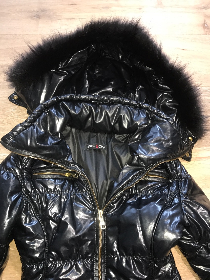 Preowned Flo Clo Fur Hooded Jacket Size S Black